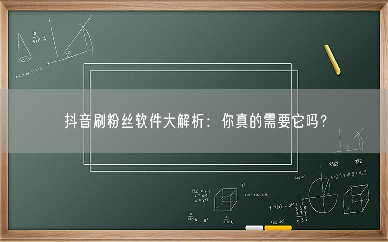 抖音刷粉丝软件大解析：你真的需要它吗？